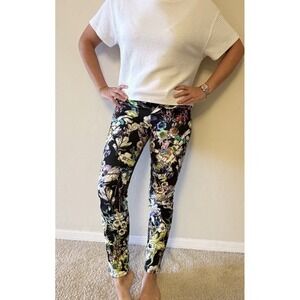 Very Rare Roberto Cavalli floral superhero Multicolor Jeans Made In Italy  IT 38